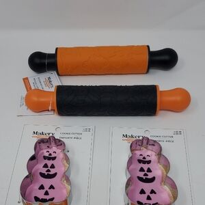 Halloween Rolling Pin Set - Pumpkin Cookie Cutter BUNDLE LOT
